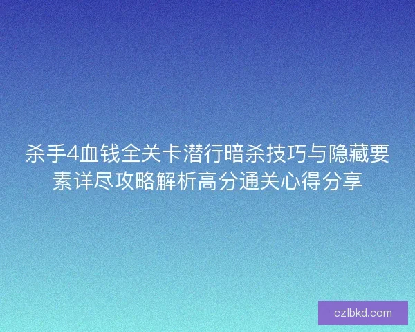 杀手4血钱全关卡潜行暗杀技巧与隐藏要素详尽攻略解析高分通关心得分享